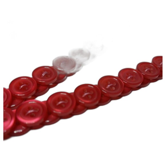 Red Double Button Necklace 34" - Picture 2 of 3